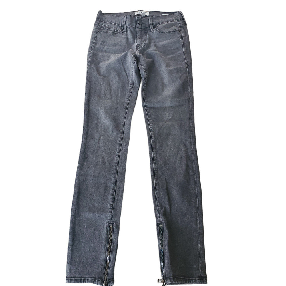 Frame Denim Dark Grey Zipped Ankle Le Skinny de Jeanne Size 26